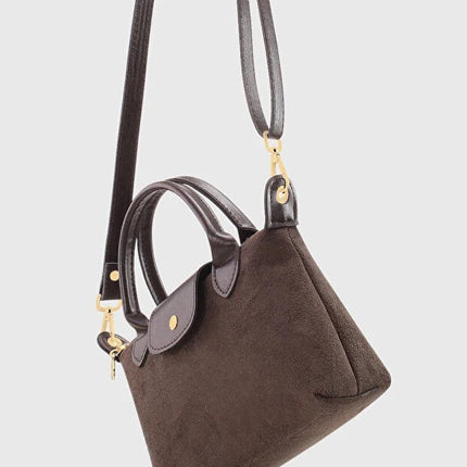 Brown Suede Versatile PU Leather Shoulder Bag for Women
