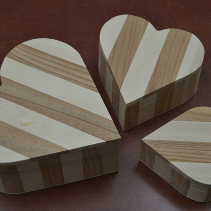 3 Pcs Set Handmade Heart Wood Storage Wood Boxes