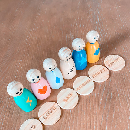Feelings, Emotions Peg Doll Set Spanish/English