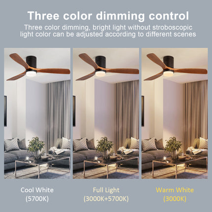 Ceiling Fan With Lights 3 Carved Wood Fan Blade With Remote Control