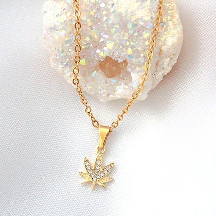 24 Karats Dainty Cannabis Leaf Necklace