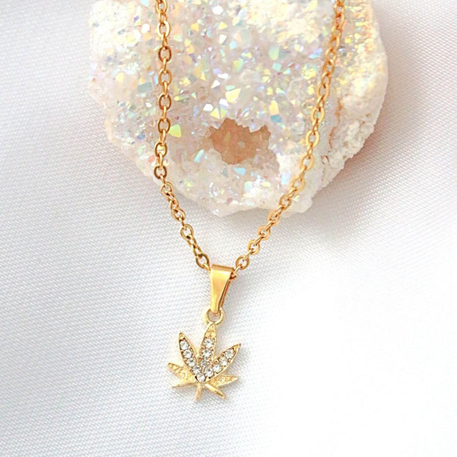 24 Karats Dainty Cannabis Leaf Necklace