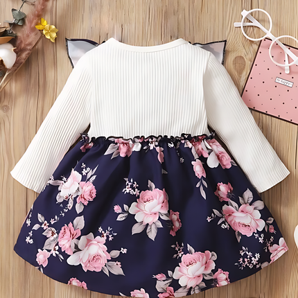 Girl's Lycra Floral Printed Baby Dress 1-2 Years