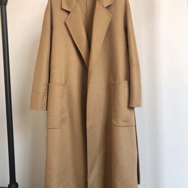 Women's Long Water Ripple Double-Sided Wool Coat – Elegant & Versatile
