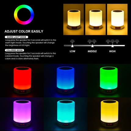 LED Touch Lamp Night Light Wireless Bluetooth Speaker