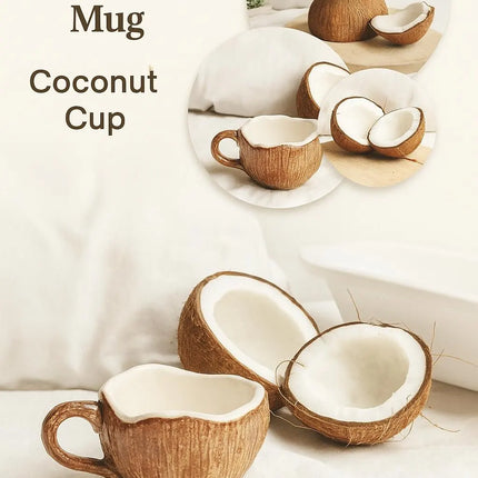 Handmade Ceramic Coconut Design Cup for Tropical Themed Drinkware