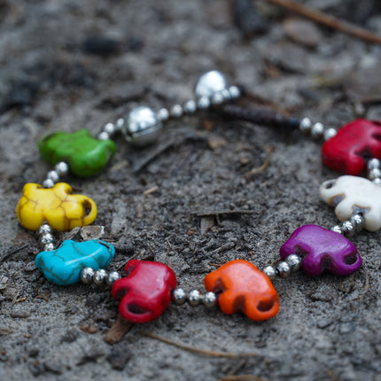 Silver Elephant Stone Bracelet