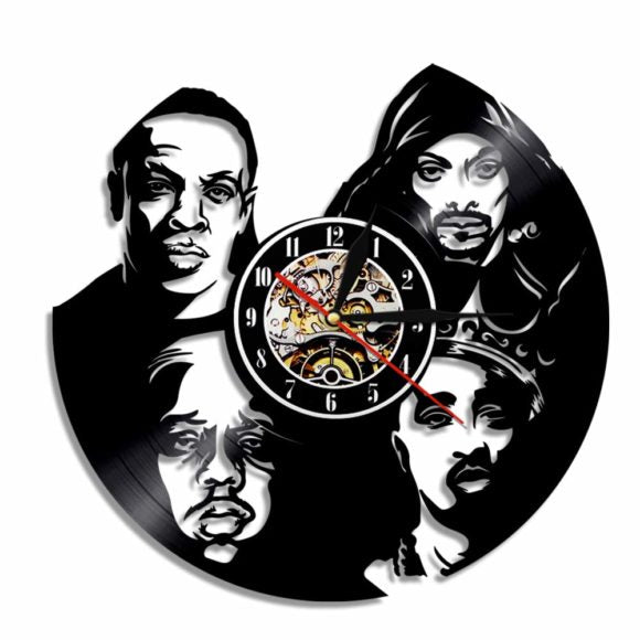 KINGS OF RAP MUSIC HANDMADE VINYL RECORD WALL CLOCK