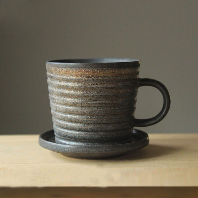 Retro Screw Thread Black and Gold Coffee Mug