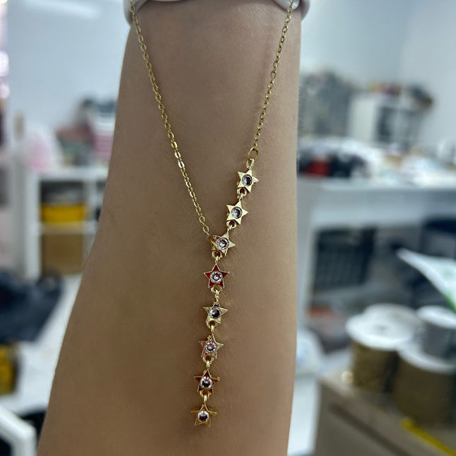 Stainless Steel Star Line Necklace for Women