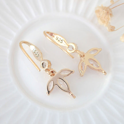 "Bloom" 24 Karats Cubic Zirconia Flower Petals Hook Earrings