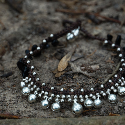 White Silver Bell Boho Anklet