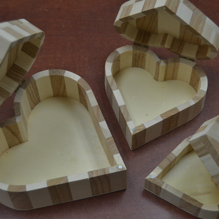 3 Pcs Set Handmade Heart Wood Storage Wood Boxes