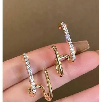 Zircon Stud Earrings Women Elegant Sparkling Crystal Everyday Jewelry