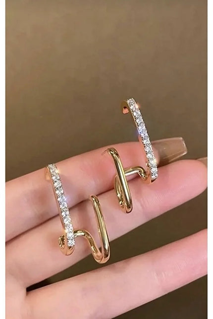 Zircon Stud Earrings Women Elegant Sparkling Crystal Everyday Jewelry