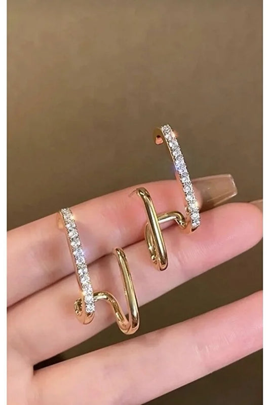 Zircon Stud Earrings Women Elegant Sparkling Crystal Everyday Jewelry