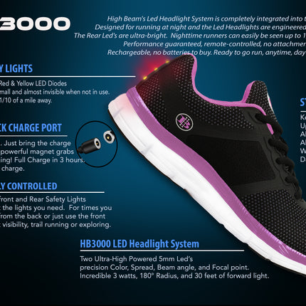 Women's Night Runner Shoes With Built-in Safety Lights