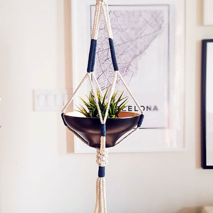 Macrame Plant Hanger, Hanging Planter, Color Block