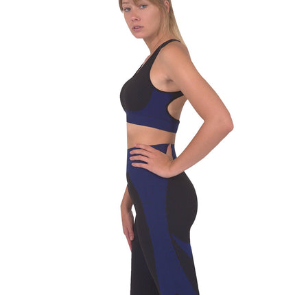 Trois Seamless Sports Bra - Black with Navy