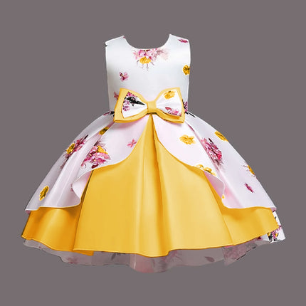 Girl's Satin Floral Printed Frock 6-7-YEAR