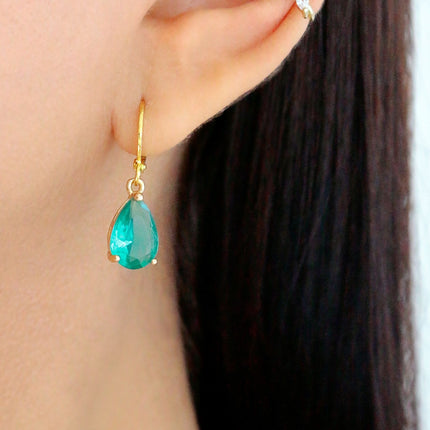18K Rainbow Teardrop Hoop Earrings