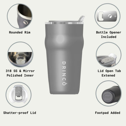 DRINCO 20oz Insulated Tumbler Beer Mug-Bottle Opener THOR-(Jet Black)