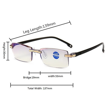 Rimless Reading Glasses Bifocal Far Near Anti Blue Light Magnification