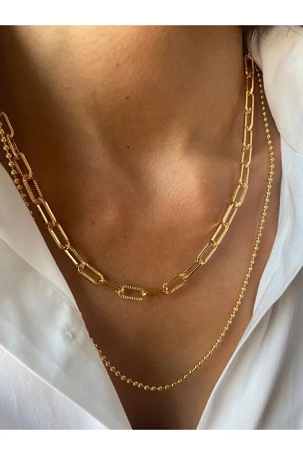 Top Chain Necklace Set Two Piece Layered Adjustable Fashion Jewelry