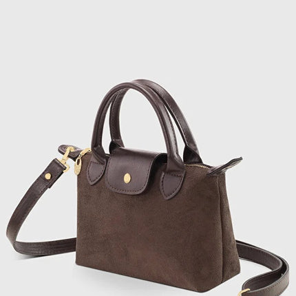 Brown Suede Versatile PU Leather Shoulder Bag for Women