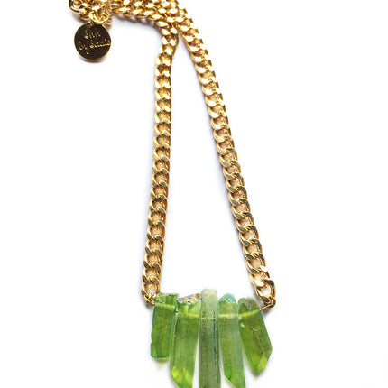 Rocked Up Mini Crystal Quartz Necklace - Green