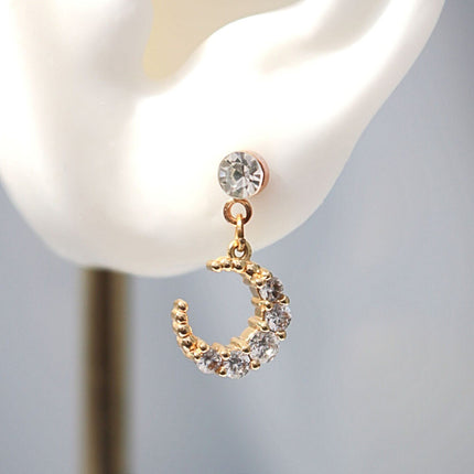 24 Karat Moon Cubic Zirconia Stud Earrings