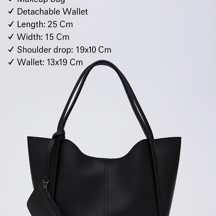 Black SHK108 faux leather women hand shoulder bag with wallet makeup