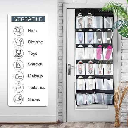 24 Pockets Over Door Hanging Shoe Storage Organizer Rack Holder Closet