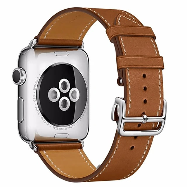 Butterfly Buckle Genuine Leather Band for Apple Watch
