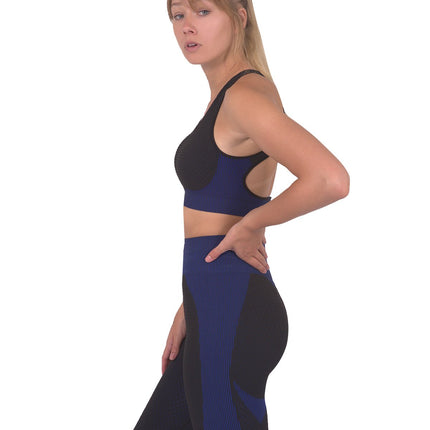 Trois Seamless Sports Bra - Black with Navy