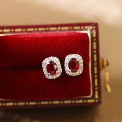 ❤️‍🔥 HF™ – Pigeon Ruby Studs | 18K Royal Edition