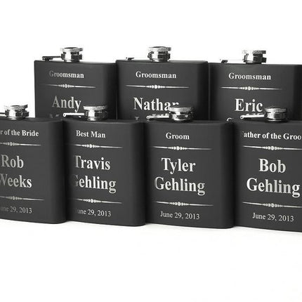 Personalized Groomsmen Gift, 7 Engraved Flasks, Groomsmen Flasks