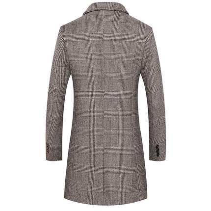 Fashion Plaid Single Breasted Jackets Men's Wool Coats