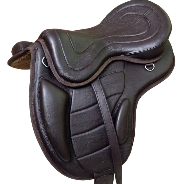Treeless Leather Freemax Saddle with Girth & Stirrups