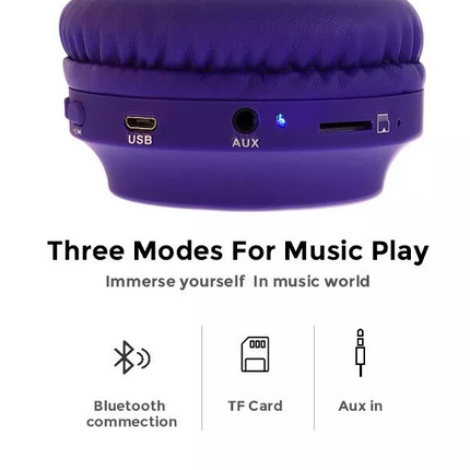 Foldable Super bass cat ear bluetooth wireless headphones