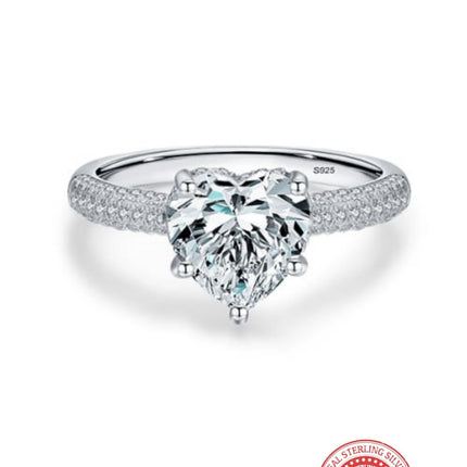 Heart Ice Crushed 925 Sterling Silver & 18 Karats Gold Plated Ring
