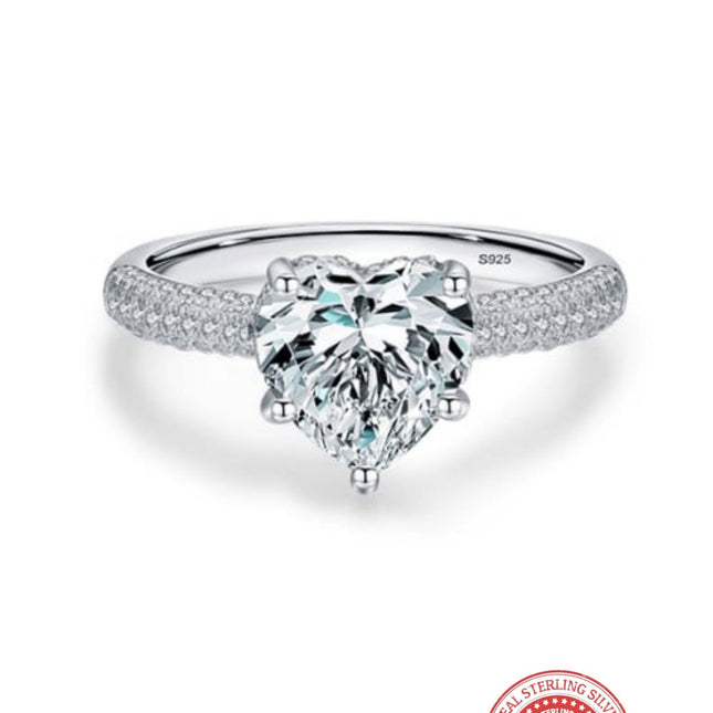 Heart Ice Crushed 925 Sterling Silver & 18 Karats Gold Plated Ring
