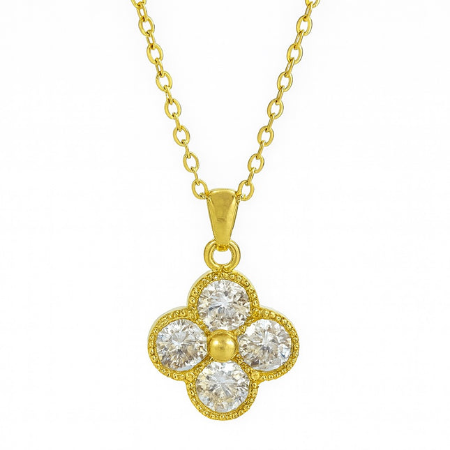 Stainless Steel Crystal Clover Necklace for Women