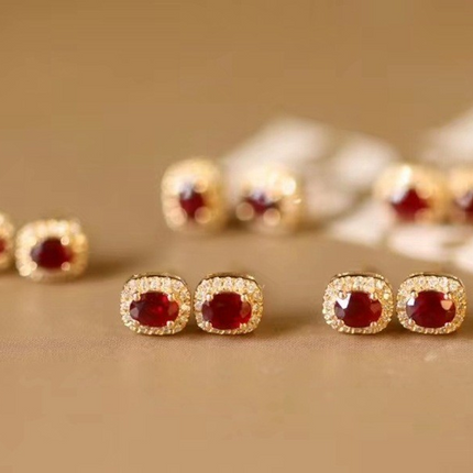 ❤️‍🔥 HF™ – Pigeon Ruby Studs | 18K Royal Edition