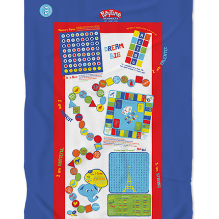 Playtime Bed Sheets Twin. 65 Fun Interactive Games & Puzzles. Blue