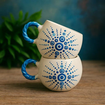 Set of 2 Handmade Ceramic Mugs for Turkish Coffee and Espresso