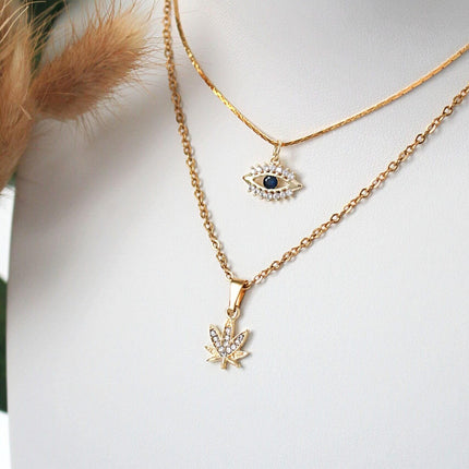 24 Karats Dainty Cannabis Leaf Necklace