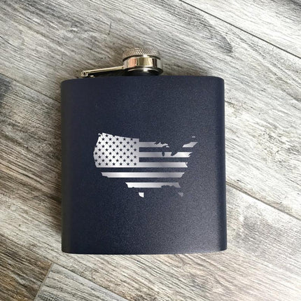 American Flag Bourbon Whiskey Flask, Whiskey Gift, Bourbon Lover