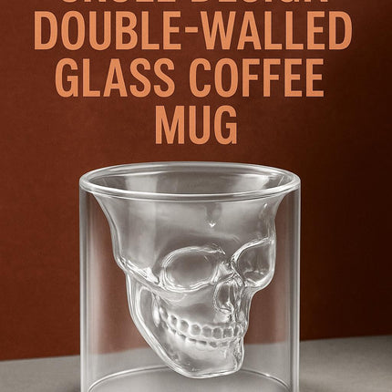 Handmade Skull Double Wall Glass Cup for Coffee Tea or Cocktails
