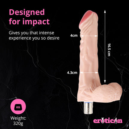 Dildo Attachment 16.5cm White for the Eroticon Sex Machine